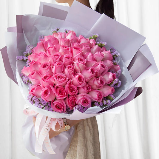 Royal Blossom Pink Rose Bouquet 999Flowers